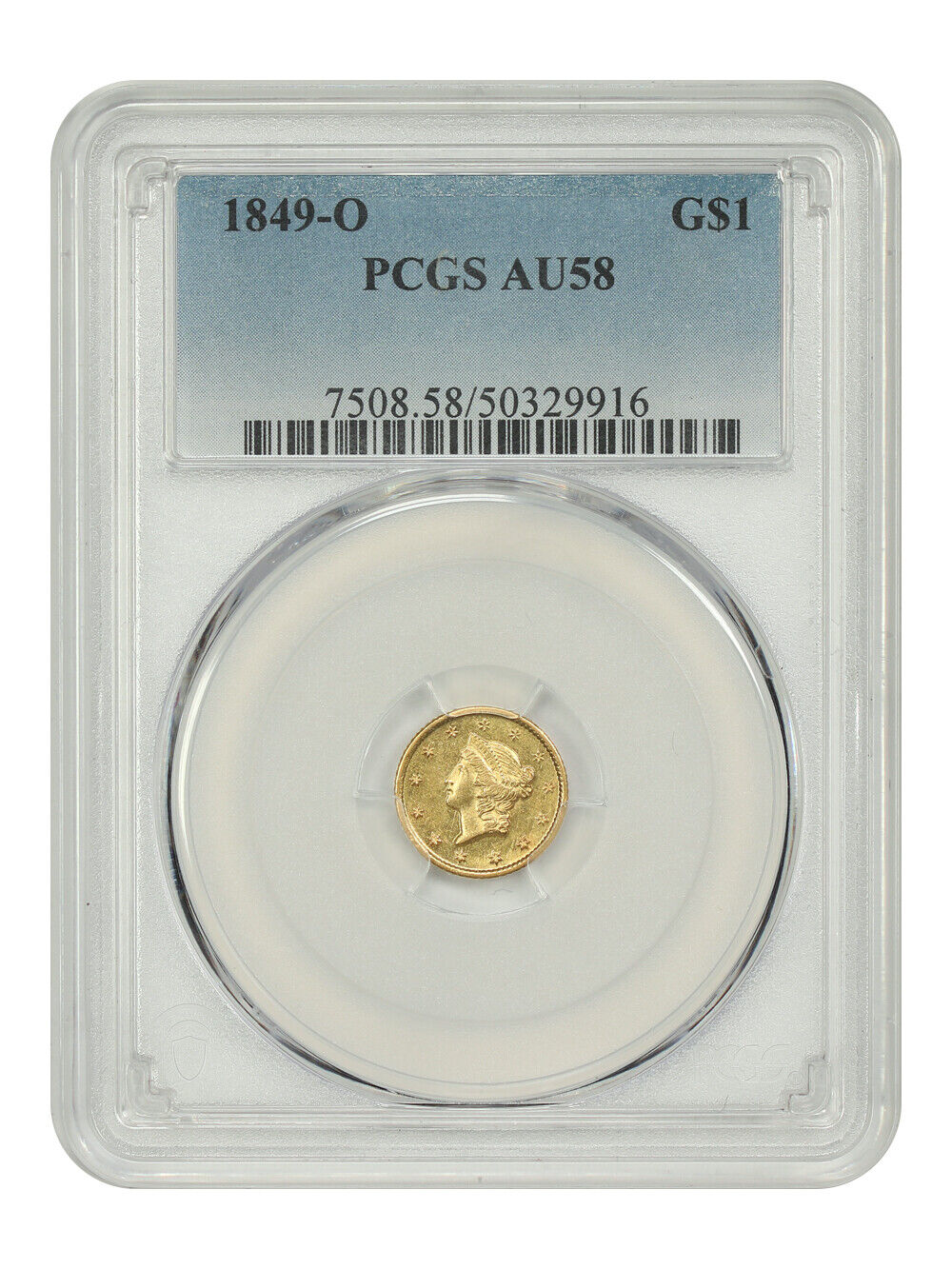 1849-O G$1 PCGS AU58 - Gold Dollar - Gold Rush Year