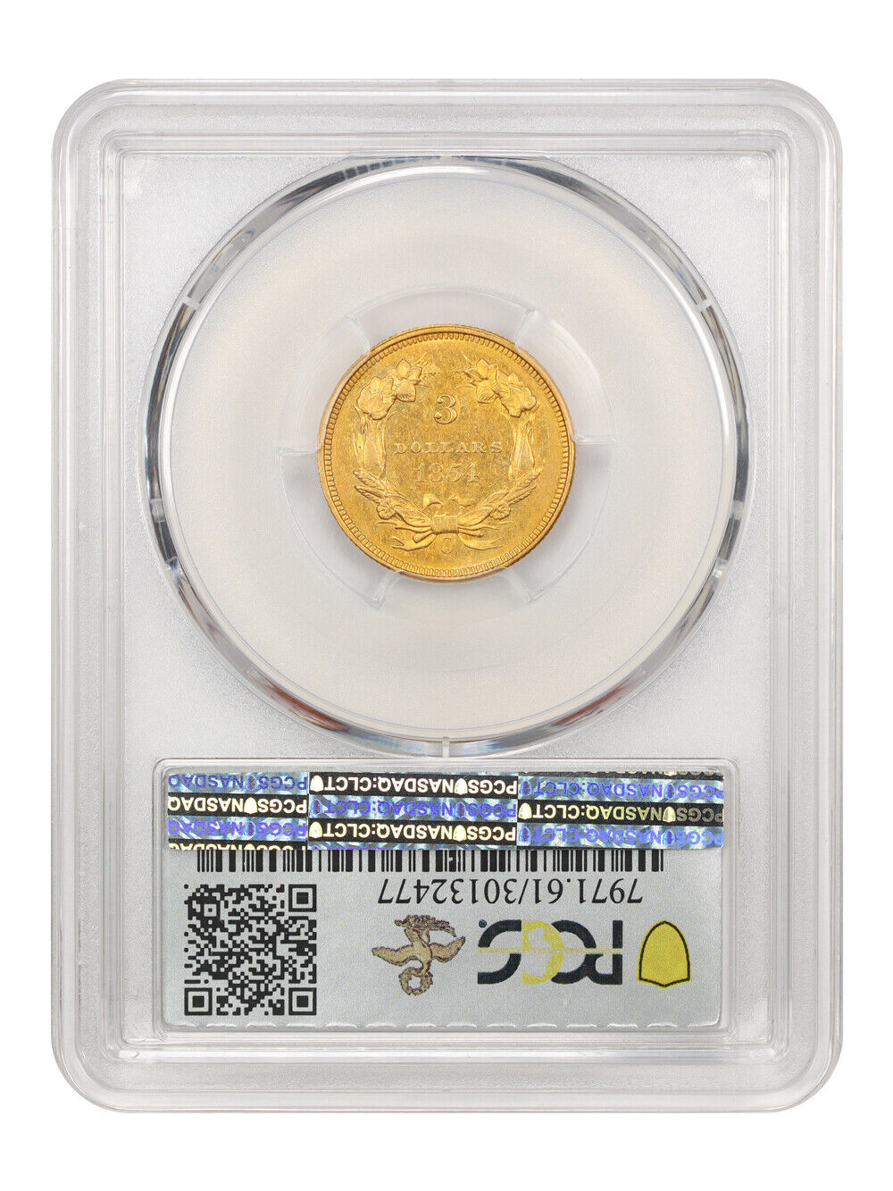 1854-O $3 PCGS MS61 ex: D.L. Hansen/Simpson