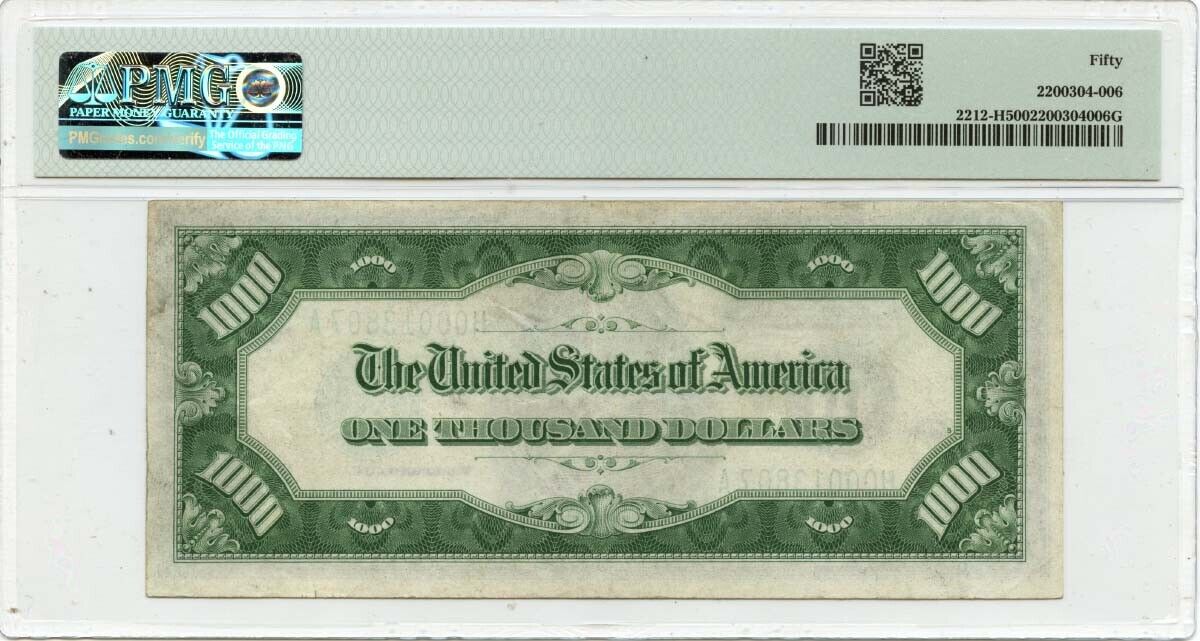 1934A $1000 Federal Reserve Note St. Louis Green Fr# 2212-H PMG AU50