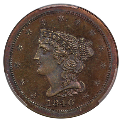 1840 1/2C PCGS PR65RB (Restrike) ex: D.L. Hansen