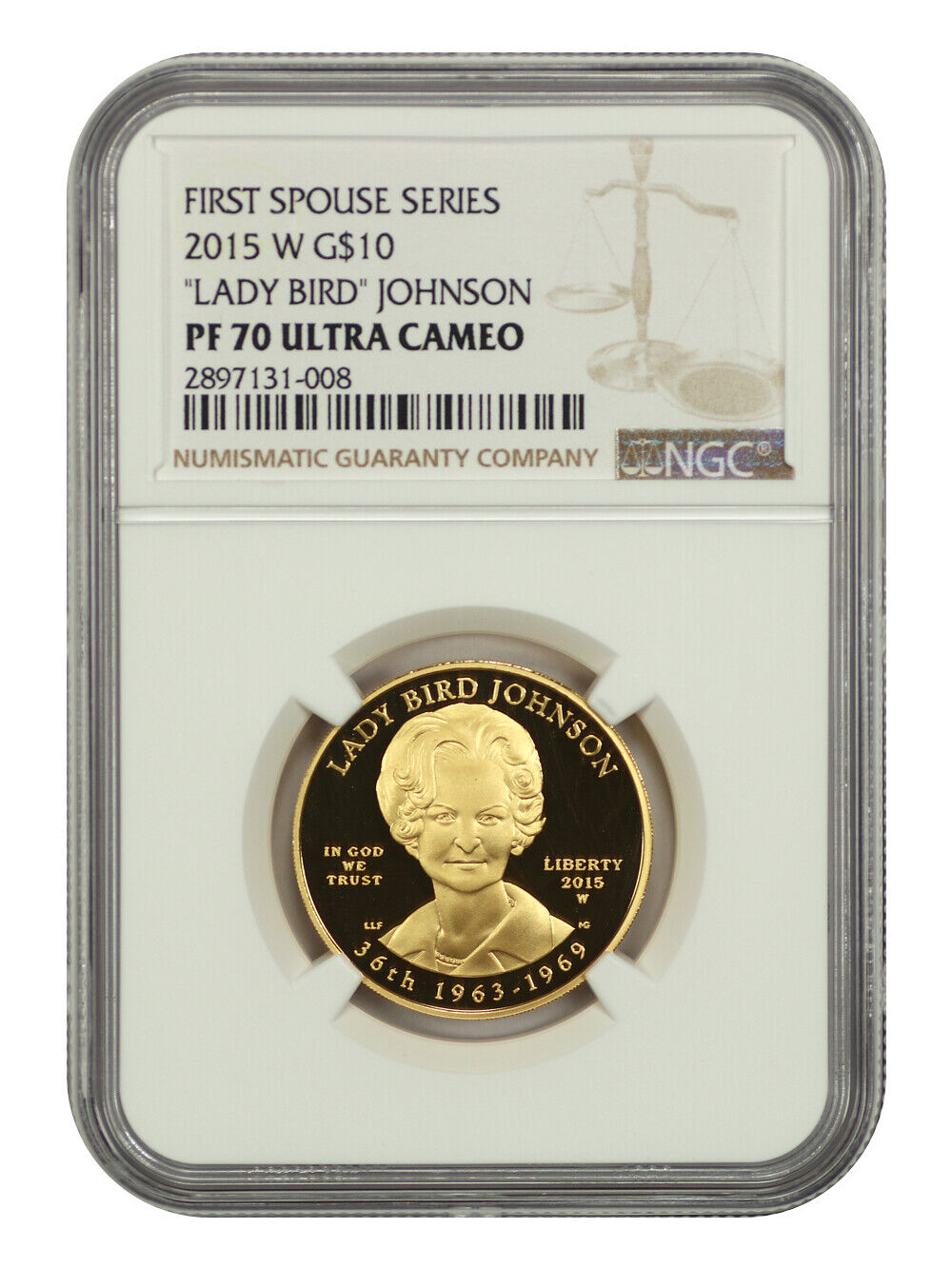 2015-W $10 "Lady Bird" Johnson NGC PR70DCAM - First Spouses