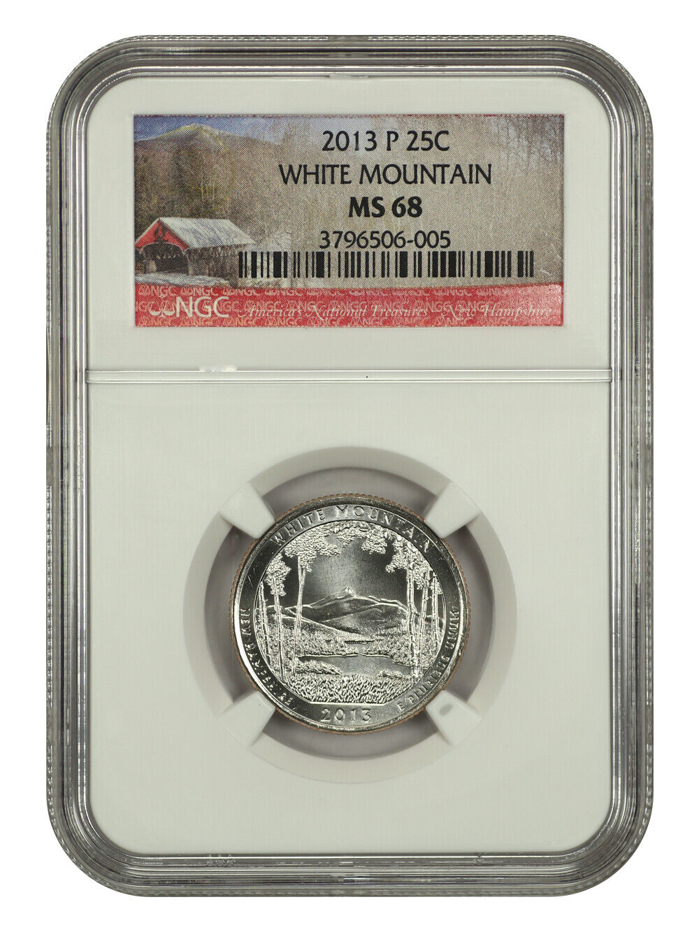 2013-P 25C White Mountain NP NGC MS68 - Type 1 - Clad