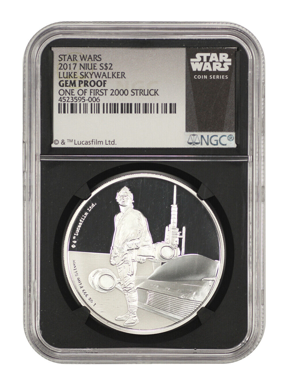 Niue: 2017 Star Wars Luke Skywalker $2 NGC Gem Proof (One of First 2000 Struck)