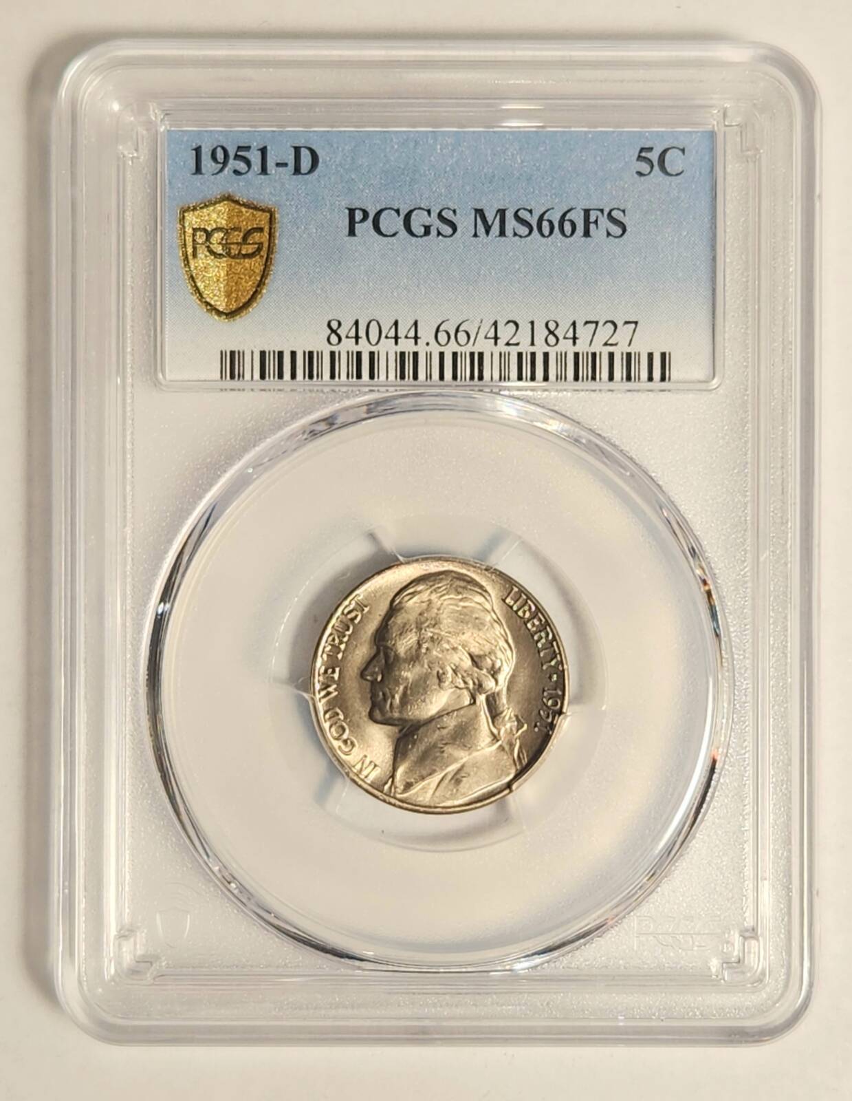 1951 D Nickel Jefferson PCGS MS-66 FS