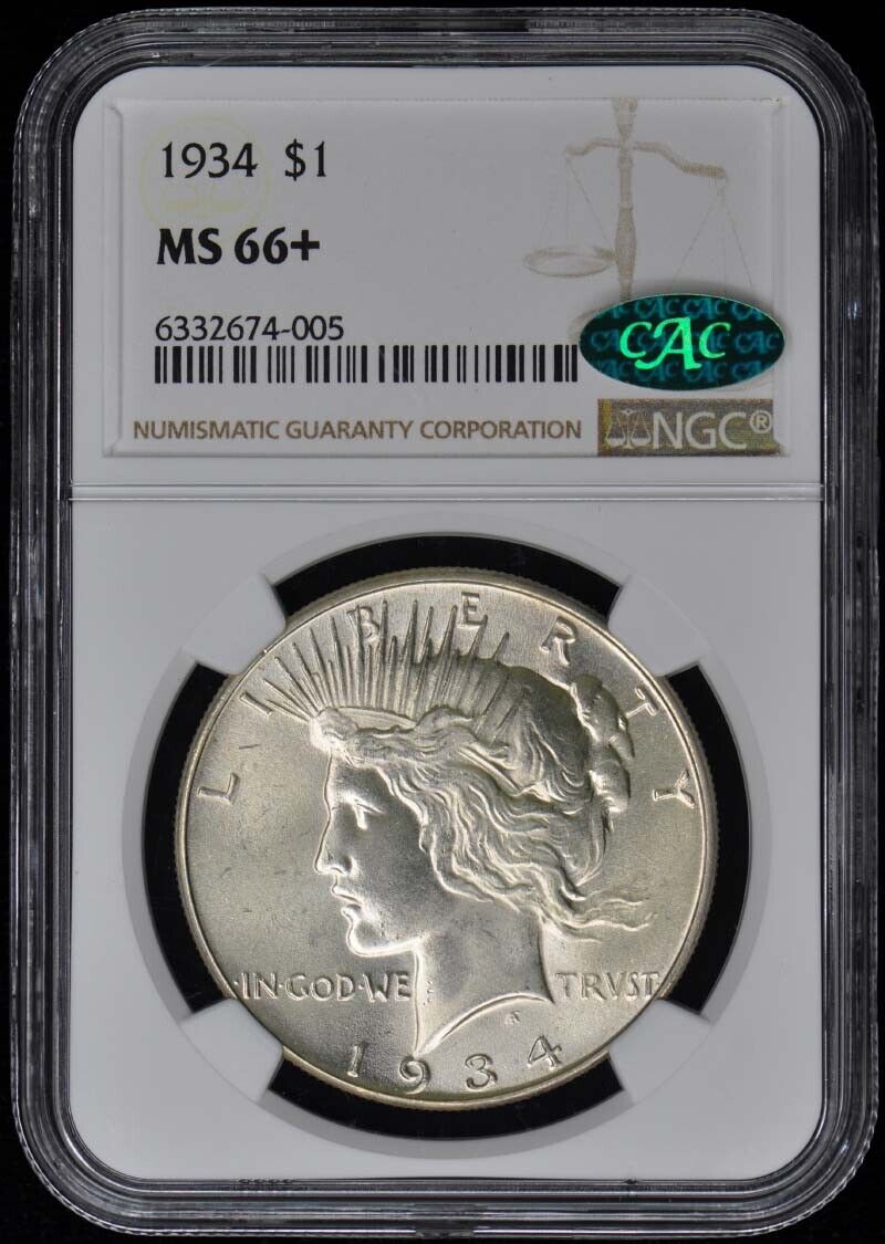 1934 Peace Dollar S$1 NGC MS66+ (CAC)