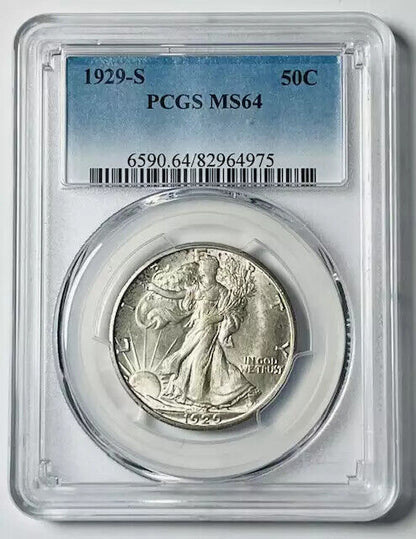 1929 S Walking Liberty Half Dollar PCGS MS-64