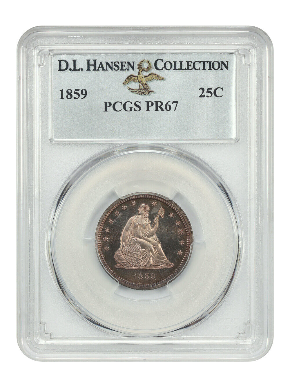 1859 25C PCGS PR67 ex: D.L. Hansen