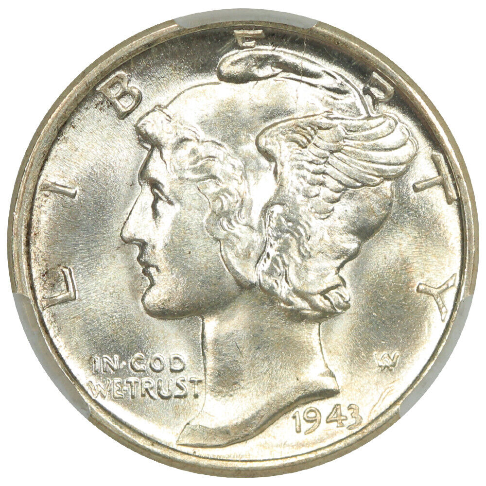 1943-D 10C CACG MS67FB - Mercury Dime - Fully Struck