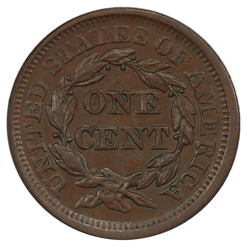 1856 1C PCGS AU58 (Slanted 5) - Braided Hair Cent