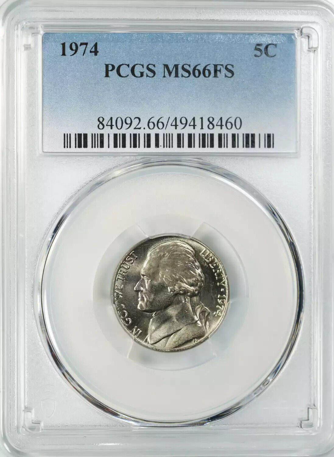 1974 JEFFERSON NICKEL 5C PCGS CERTIFIED MS 66 FS MINT UNC - FULL STEPS (460)