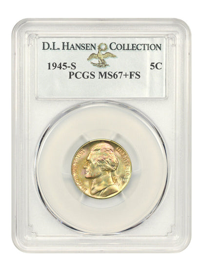 1945-S 5c PCGS MS67+ FS ex: D.L. Hansen