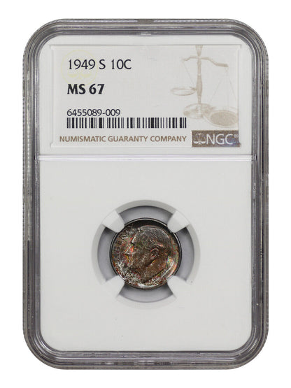 1949-S 10C NGC MS67