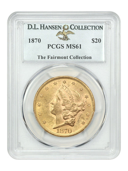 1870 $20 PCGS MS61 ex: D.L. Hansen