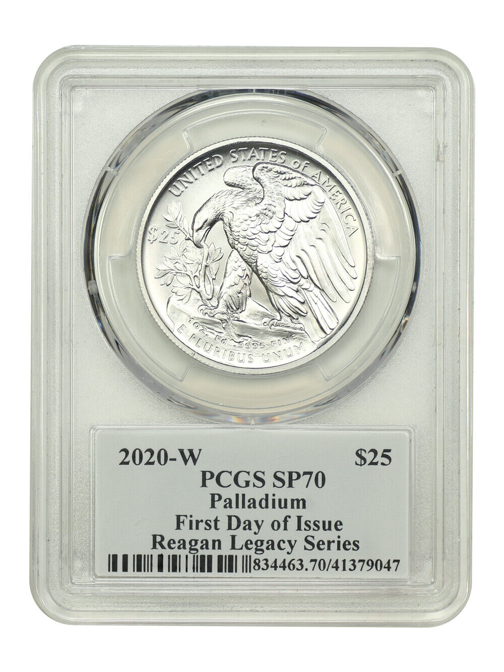 2020-W $25 Palladium First Day of Issue Michael Reagan PCGS SP70