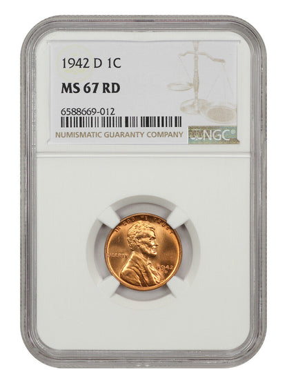 1942-D 1c NGC MS67RD