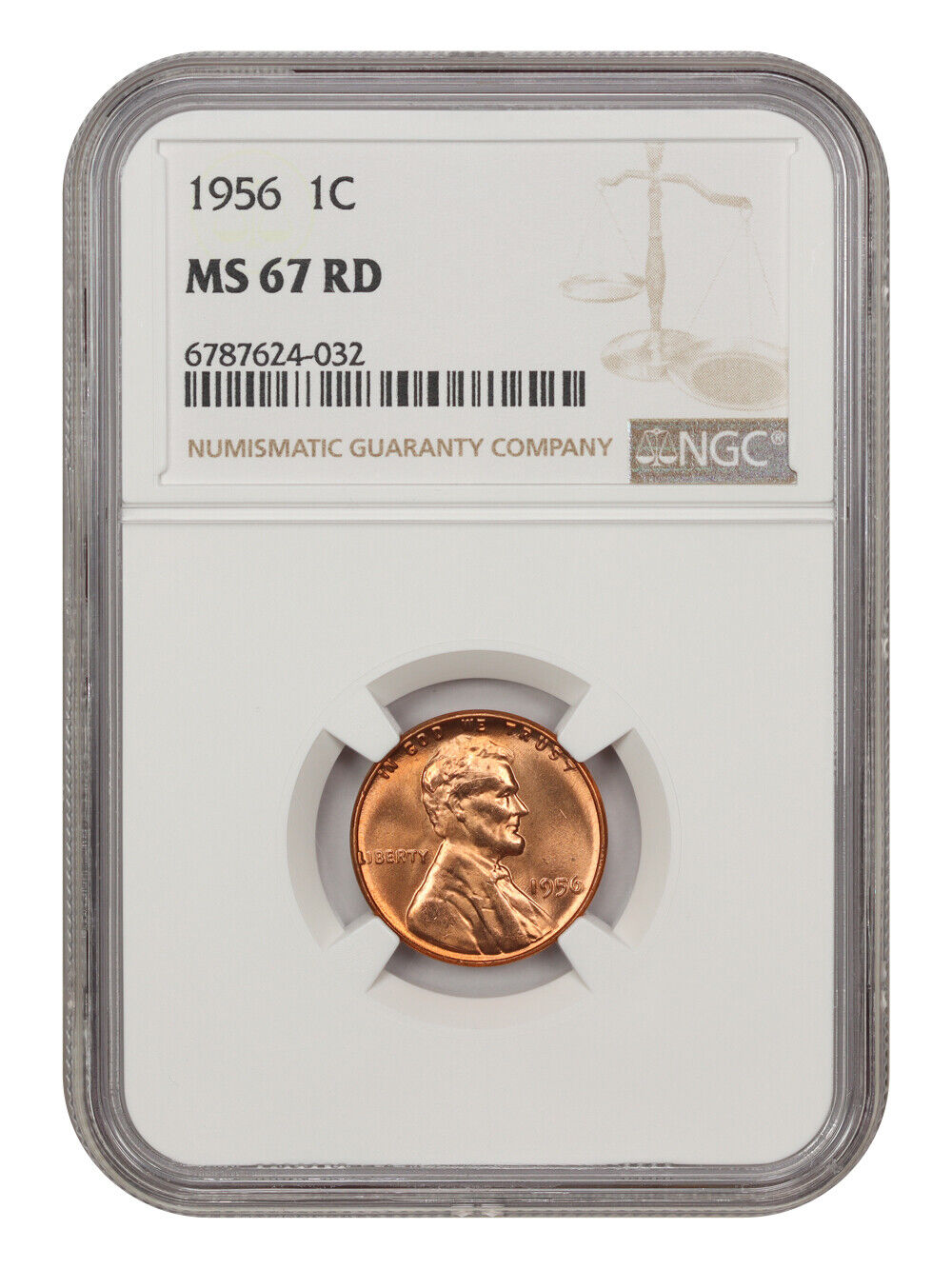 1956 1C NGC MS67RD - Lincoln Cent (Wheat Reverse)