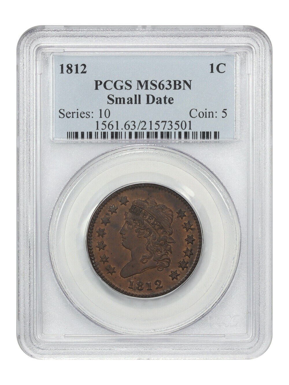 1812 1C PCGS MS63BN (Small Date)