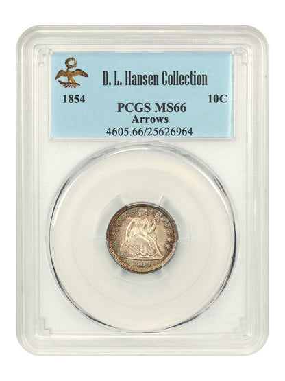 1854 10C PCGS MS66 (Arrows) ex: D.L. Hansen