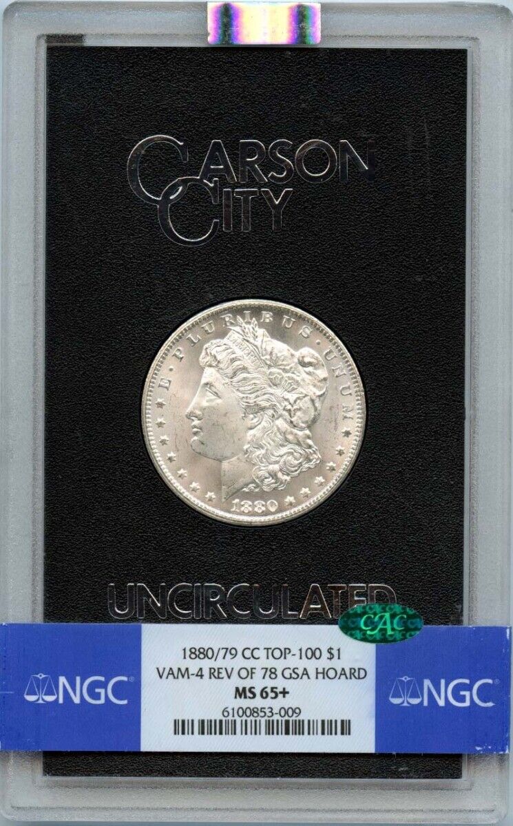 1880/79-CC Morgan Dollar VAM-4 Rev 78 GSA HOARD S$1 NGC MS65+ Plus (CAC)