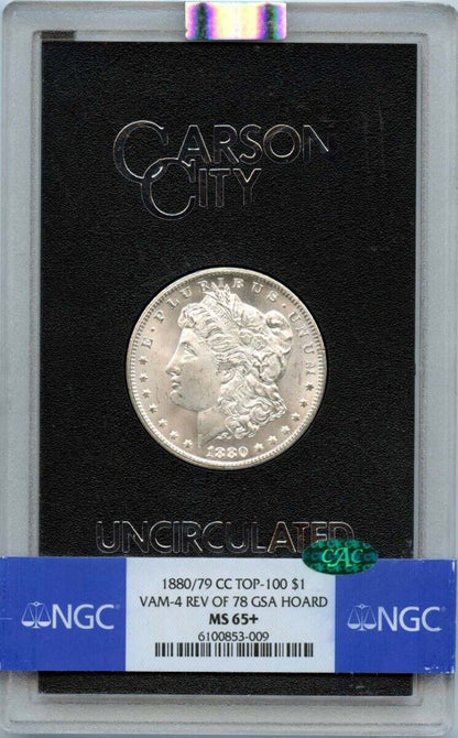 1880/79-CC Morgan Dollar VAM-4 Rev 78 GSA HOARD S$1 NGC MS65+ Plus (CAC)