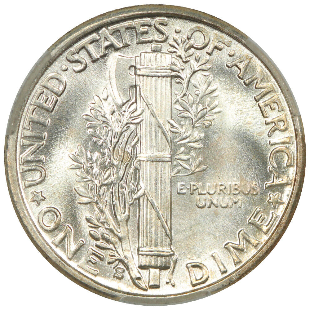 1929-S 10C CACG MS67+FB ex: D.L. Hansen - Mercury Dime