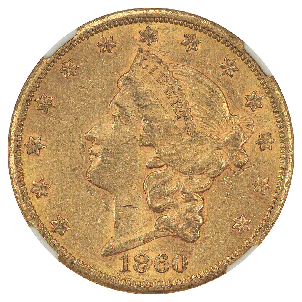 1860-S $20 NGC/CAC AU58 - Liberty Head $20