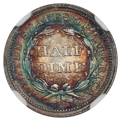 1858 H10C NGC MS66 - Liberty Seated Half Dime