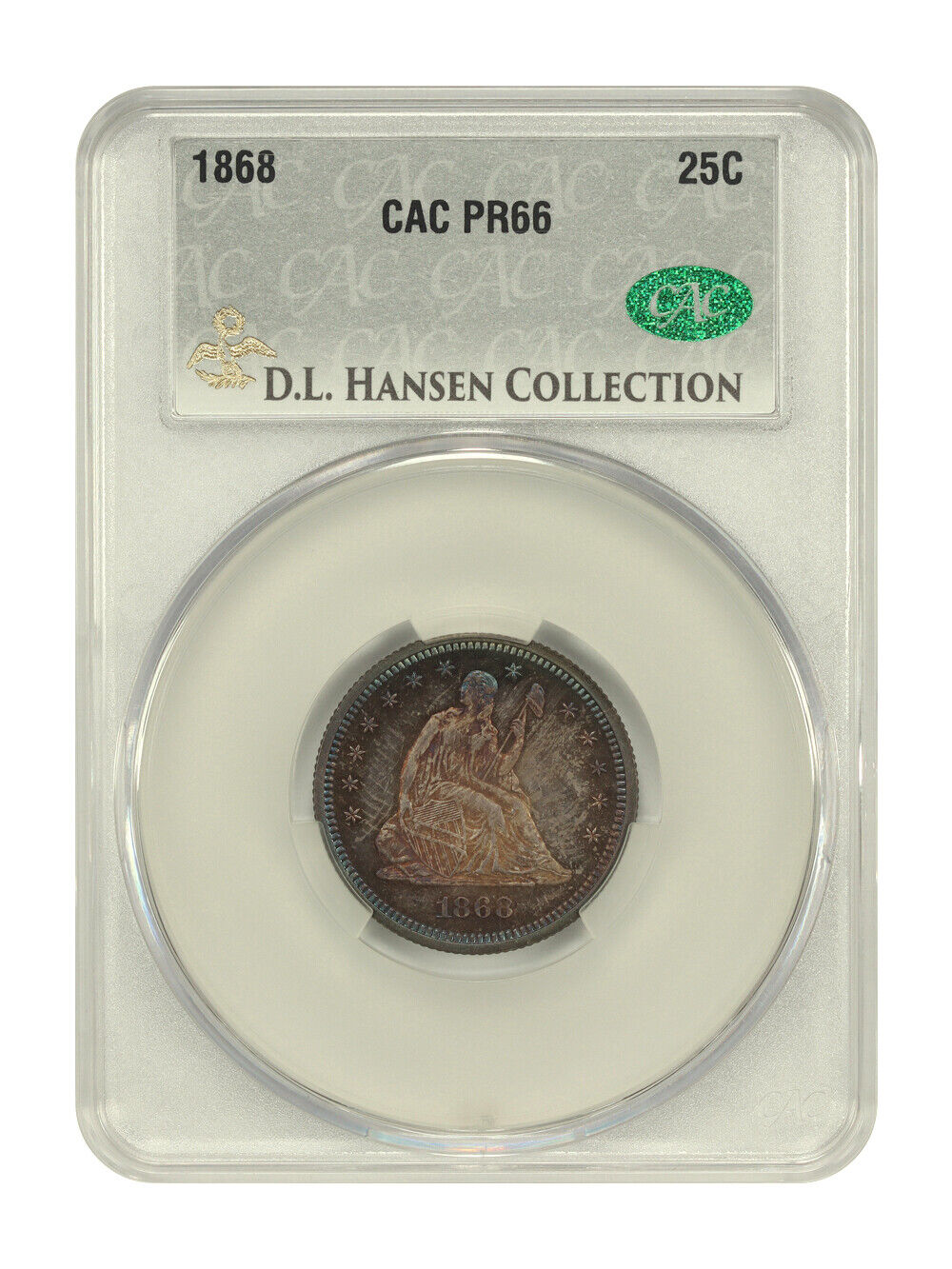 1868 25C CACG PR66 ex: D.L. Hansen - Liberty Seated Quarter