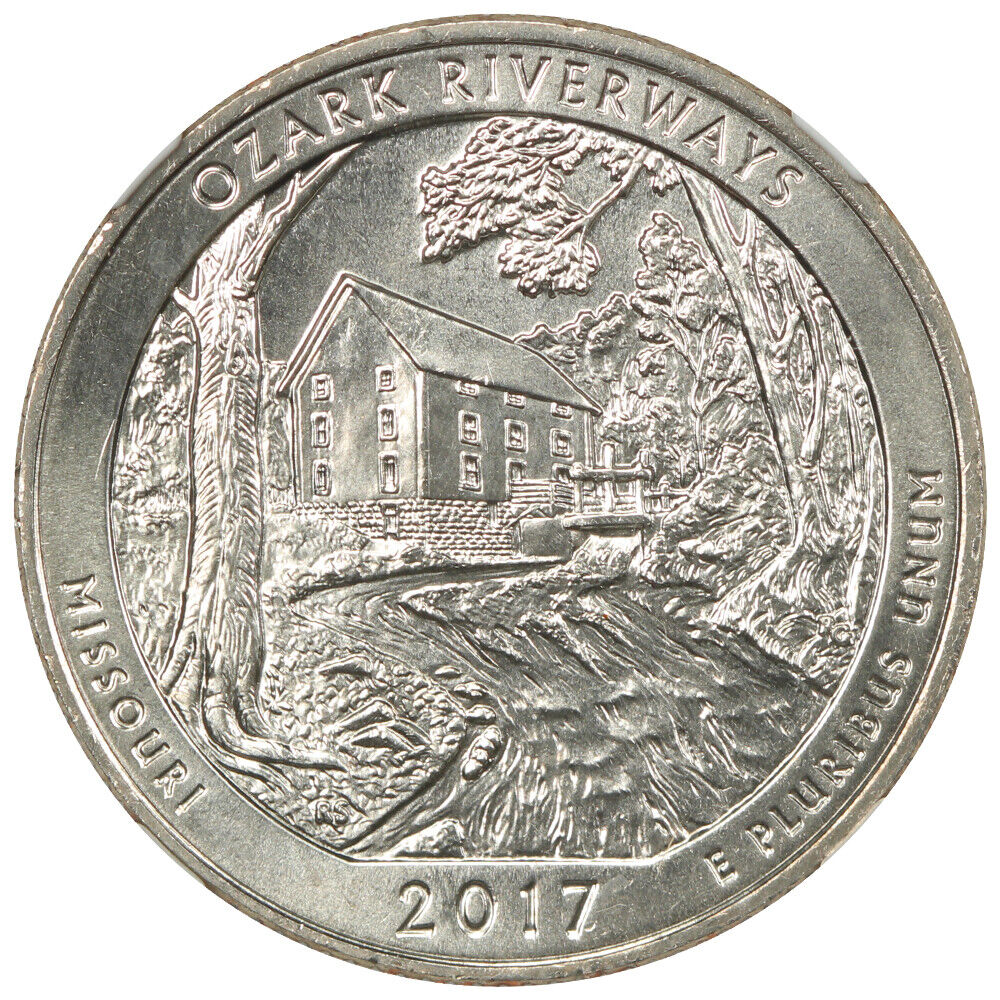 2017-S 25C Ozark Riverways NP NGC MS68 - Type 1 - Clad