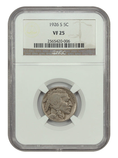 1926-S 5C NGC VF25 - Buffalo Nickel - Popular Key Date