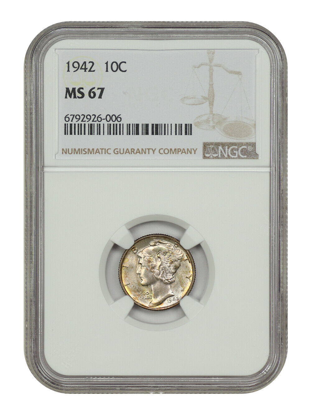 1942 10C NGC MS67 - Mercury Dime