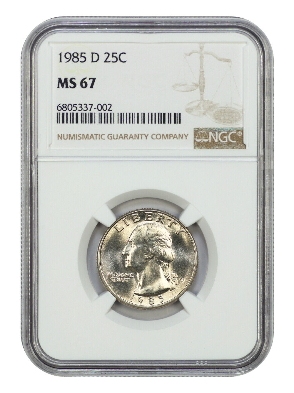 1985-D 25C NGC MS67 - Washington Quarter