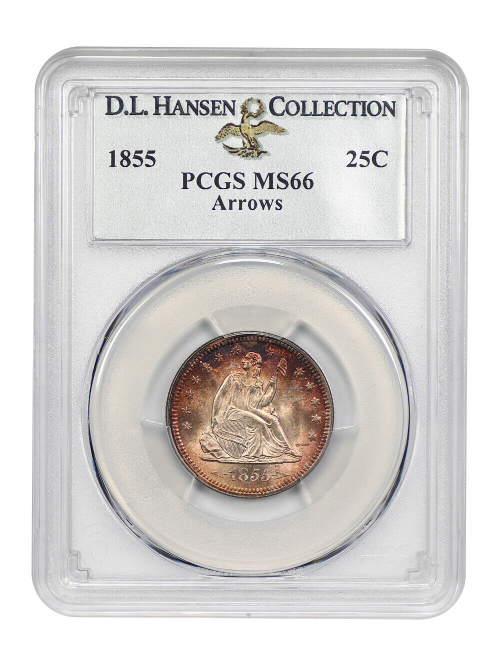 1855 25C PCGS MS66 (Arrows) ex: D.L. Hansen