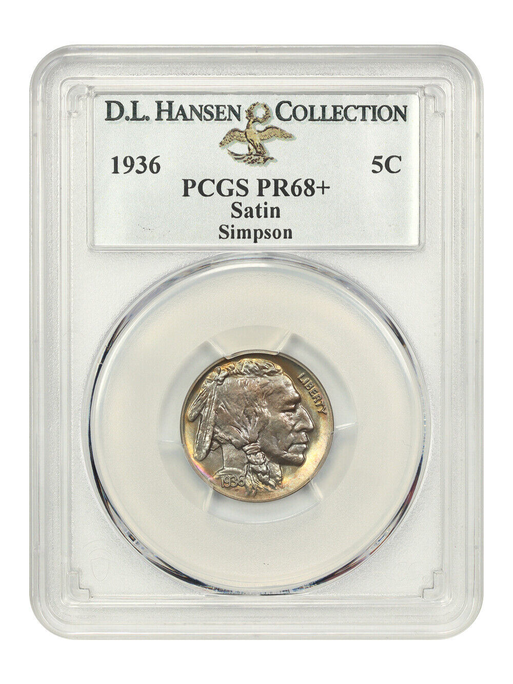 1936 5C Satin PCGS PR68+  ex: Simpson/D.L. Hansen