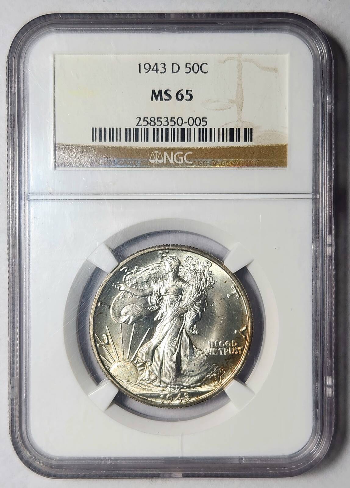 1943 D Walking Liberty Half Dollar NGC MS-65