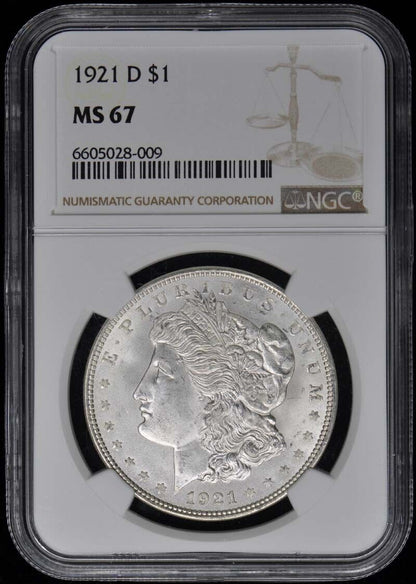 1921-D Morgan Dollar S$1 NGC MS67