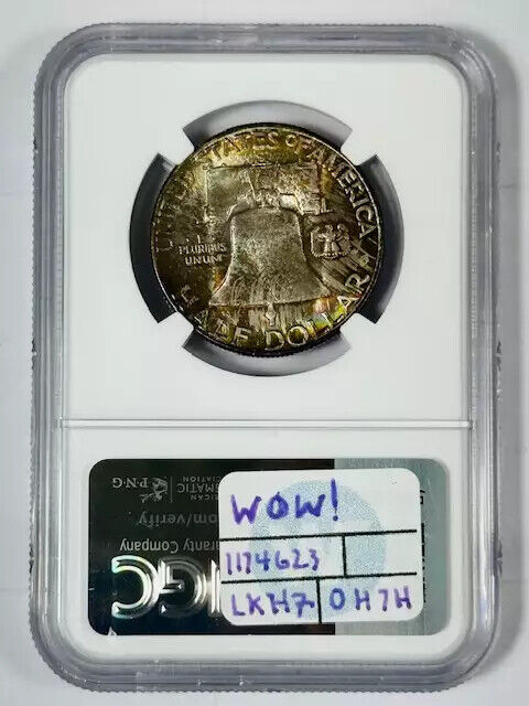 1951 S Franklin Half Dollar NGC MS-67 FBL WOW! Rainbow Toning