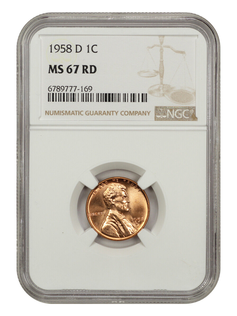 1958-D 1C NGC MS67RD