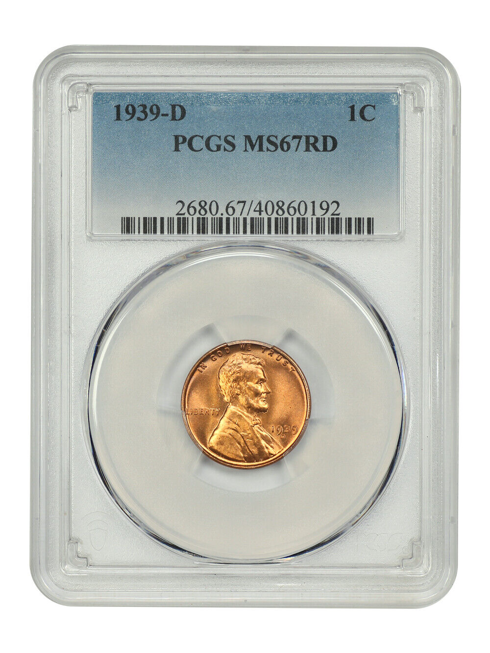 1939-D 1C PCGS MS67RD - Lincoln Cent (Wheat Reverse)