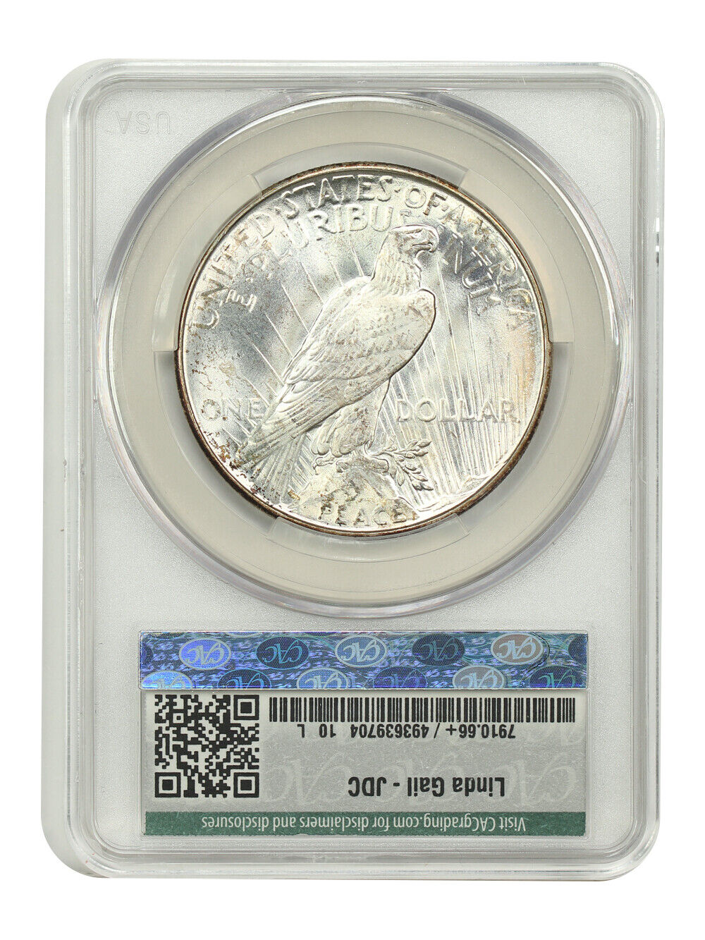 1934-D $1 CACG MS66+ ex: D.L. Hansen/Linda Gail/JDC - Peace Dollar