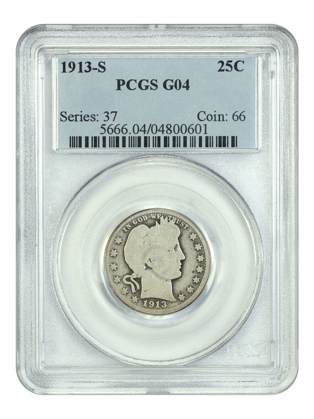 1913-S 25C PCGS Good 04 - Barber Quarter - Famous Key Date