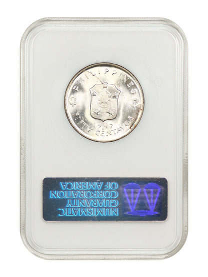 Philippines: 1947-S 50 Centavos NGC MS65 (Douglas MacArthur Commem)