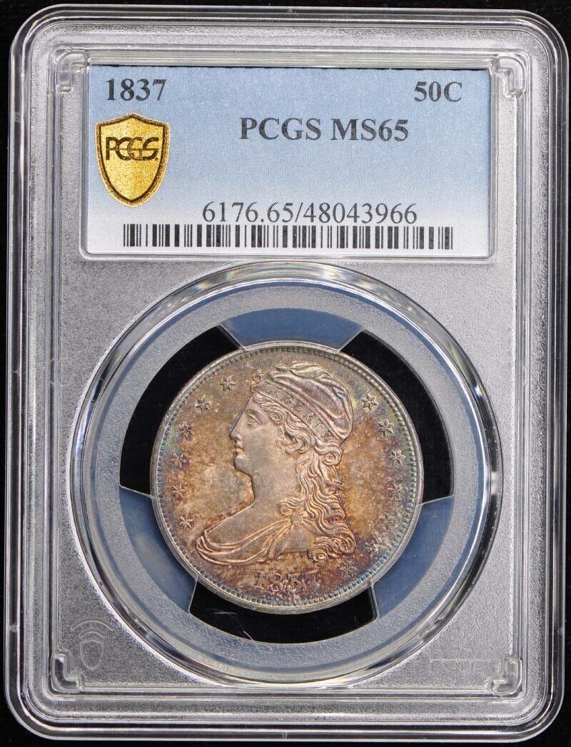 1837 50C Reeded Edge Capped Bust Half Dollar "50 CENTS" on Rev PCGS MS65