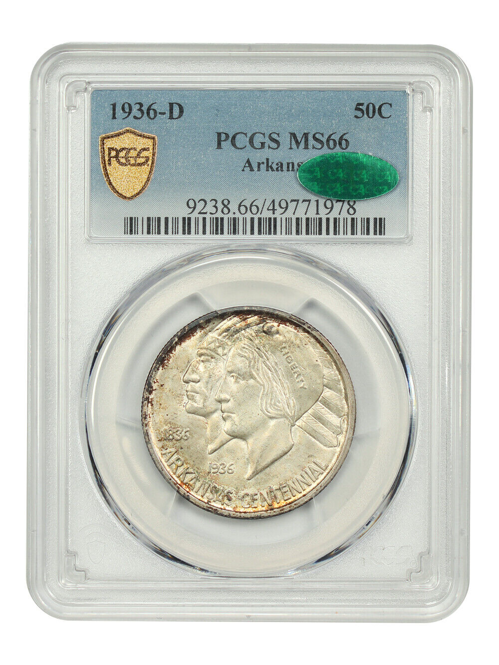 1936-D 50C Arkansas PCGS/CAC MS66 - Classic Silver Commemorative