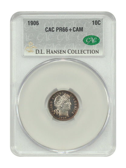 1906 10C CACG PR66+CAM ex: D.L. Hansen - Barber Dime