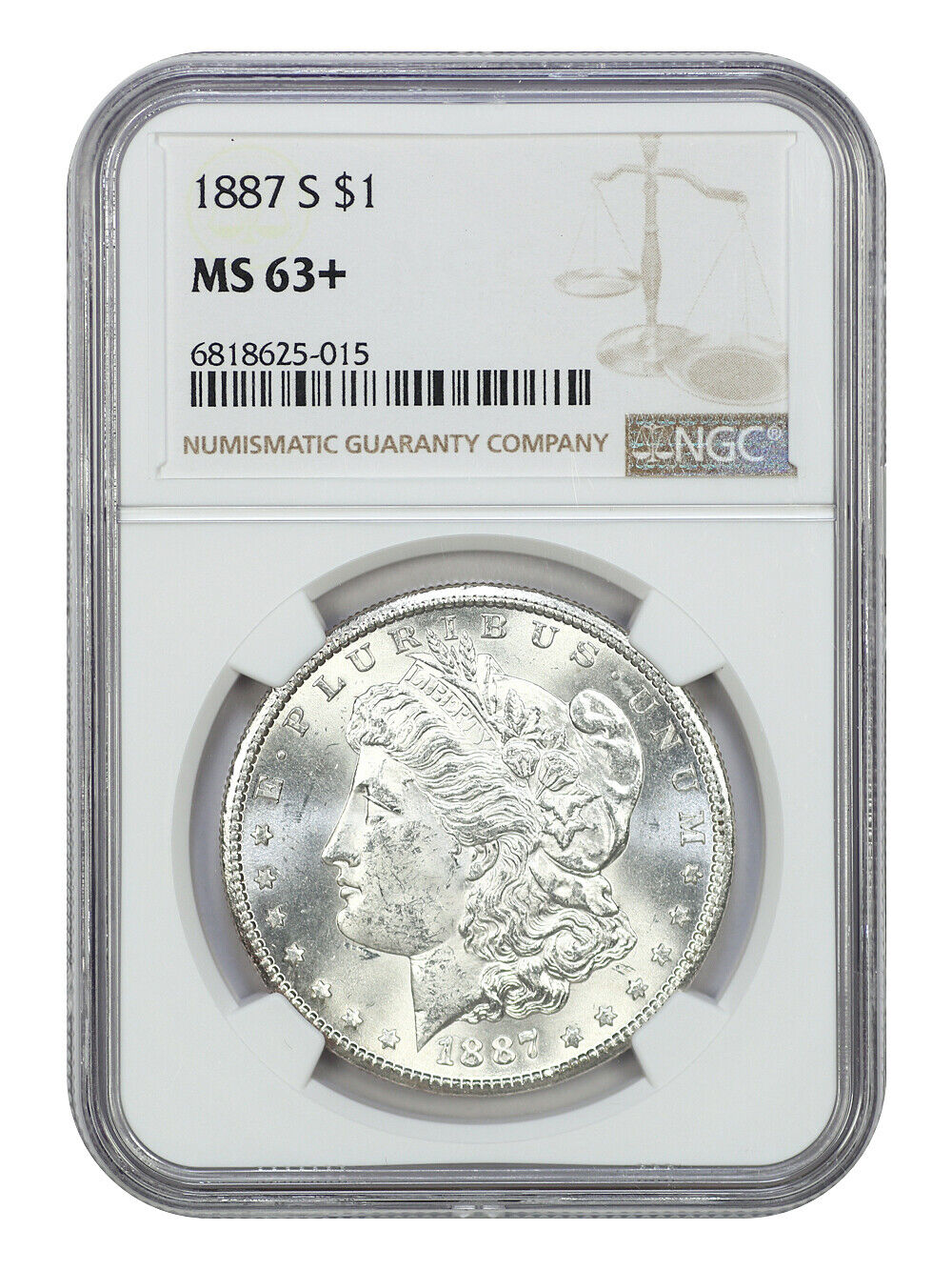 1887-S $1 NGC MS63+ - Morgan Dollar