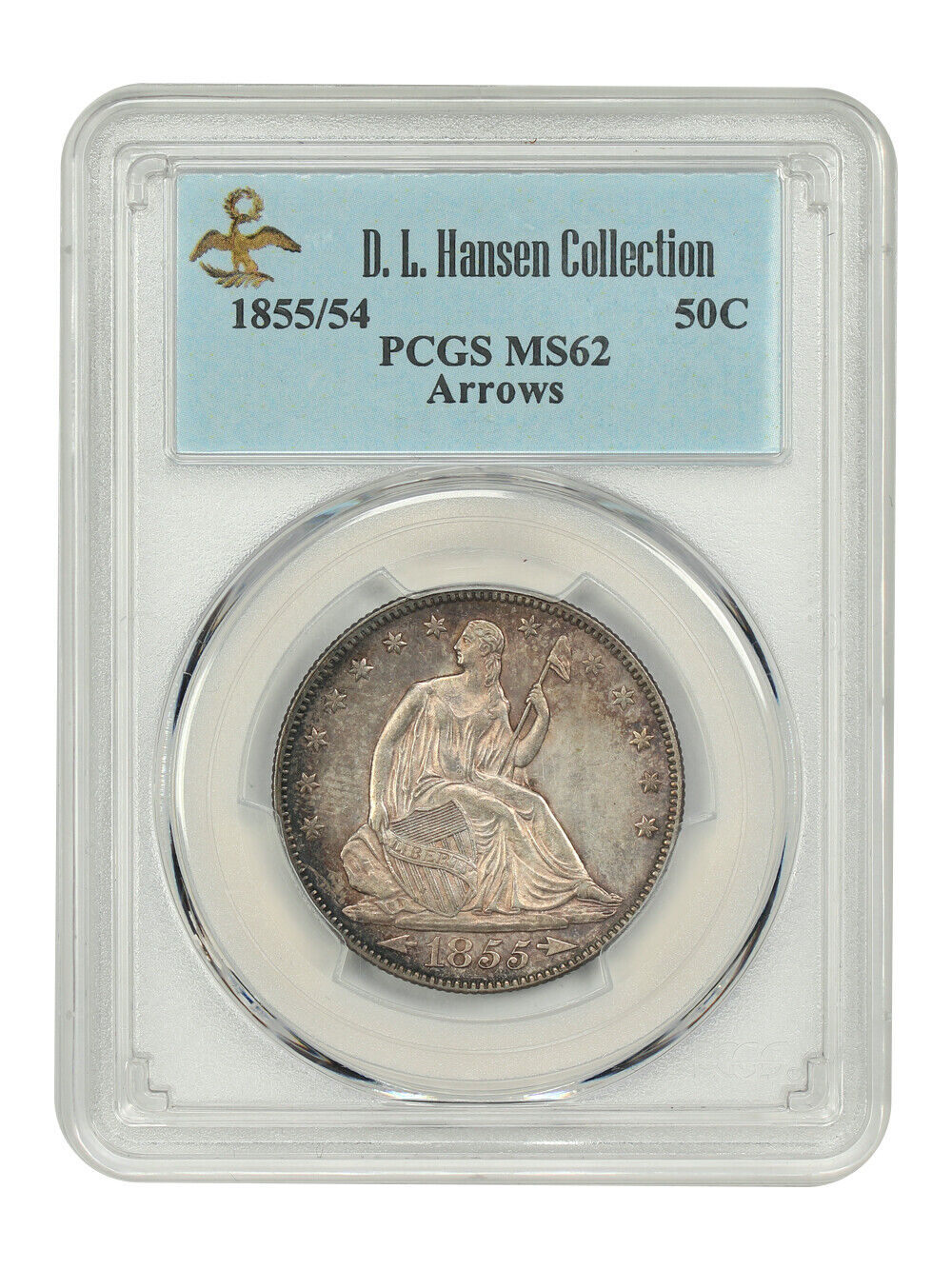 1855/54 50C PCGS MS62 (Arrows) ex: D.L. Hansen