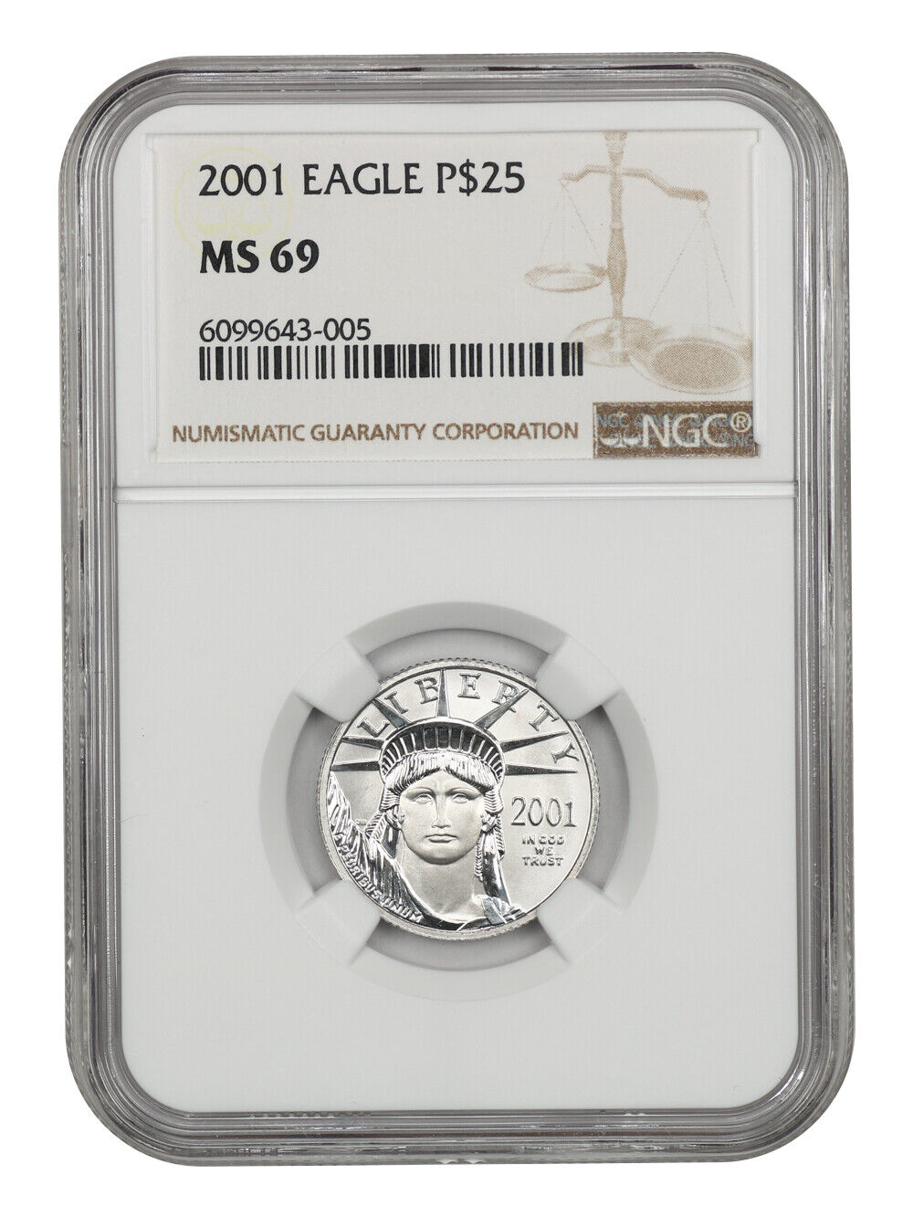 2001 Platinum Eagle $25 NGC MS69