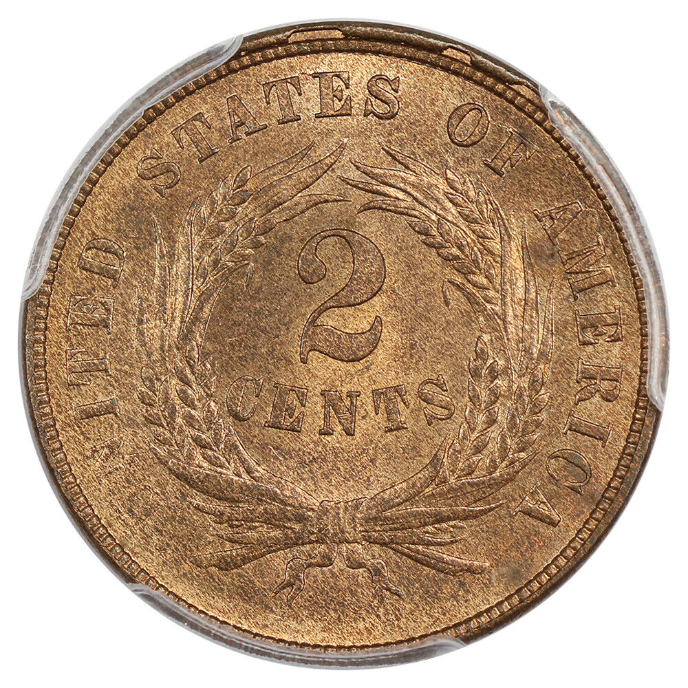 1866 2c PCGS MS66RB ex: D.L. Hansen