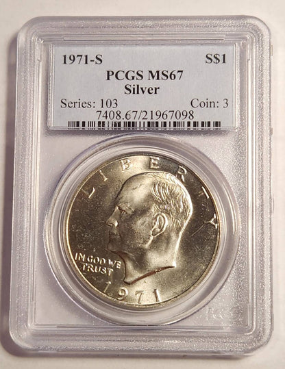 1971 S Dollar Eisenhower 40% Silver PCGS MS-67